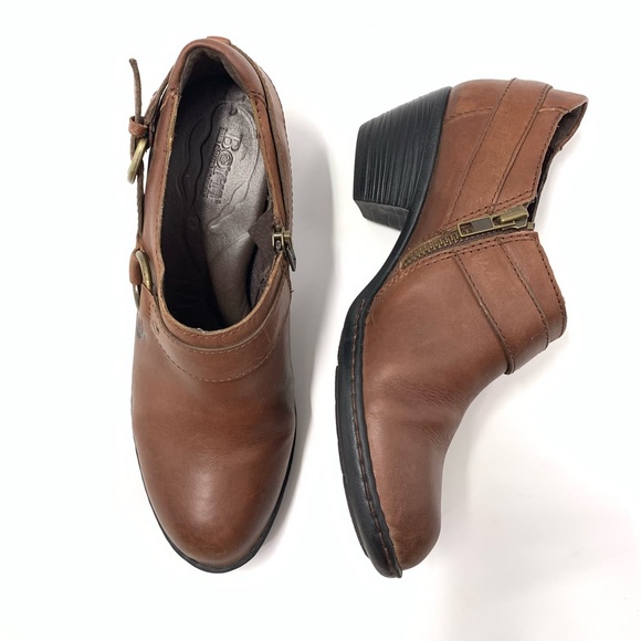 BORN Leather Brown Ankle Bootie women’s size 7 - Picture 2 of 8